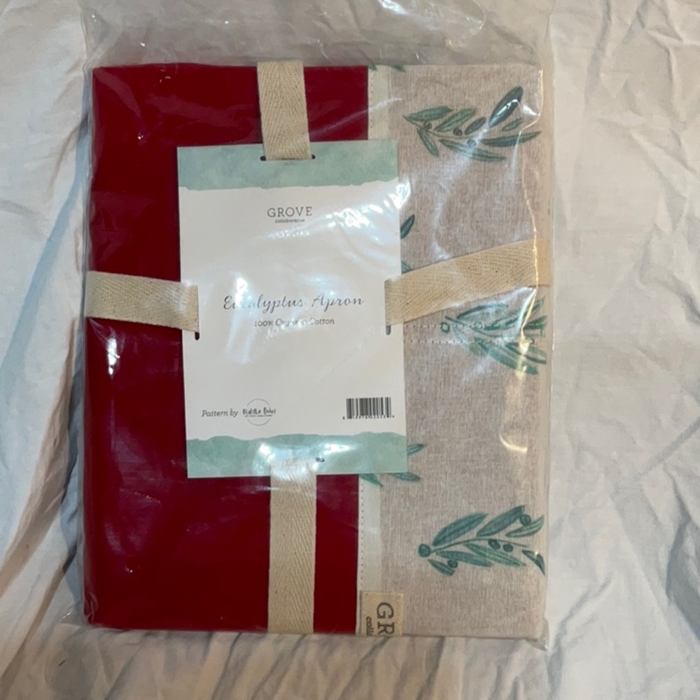 Grove Red and Beige Eucalyptus Apron